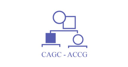 A logo shows a circle and square connected above a square and a circle, with the text "CAGC - ACCG" below. The shapes and text are in blue on a white background.