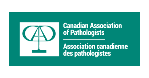 The logo of the Canadian Association of Pathologists appears next to the organization's name in English and French on a teal background.