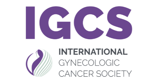 The IGCS logo features large purple letters "IGCS" above the text "International Gynecologic Cancer Society" and an abstract purple and green design resembling a woman.