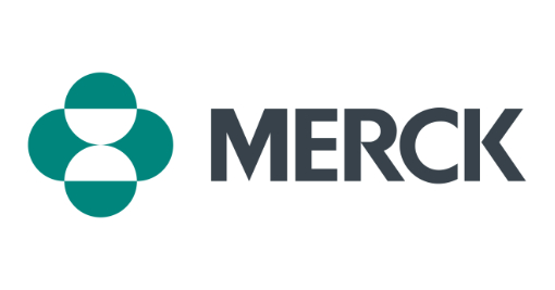 The Merck logo features a green geometric symbol composed of overlapping circles to the left and the word "MERCK" in bold, dark gray uppercase letters to the right on a white background.