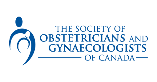 Logo of The Society of Obstetricians and Gynaecologists of Canada featuring stylized blue figures representing an adult and a child, with the organization name written in blue capital letters.